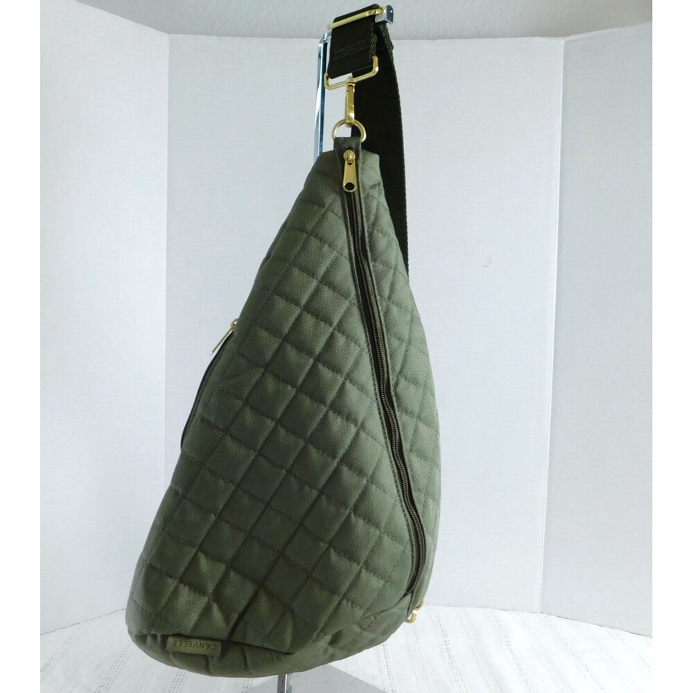 Canvelle Sling Army Green Purse Shoulder Bag Crossbody Waterproof Hiking MINT!